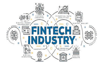 Modern Flat Line Design Concept of Fintech Industry