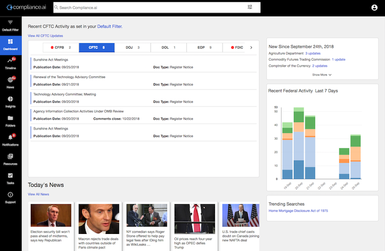 Compliance.ai Regulatory Dashboard