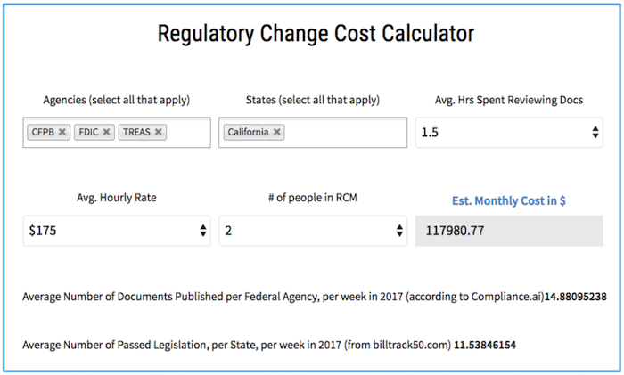 Regulatory Change Cost Calculator